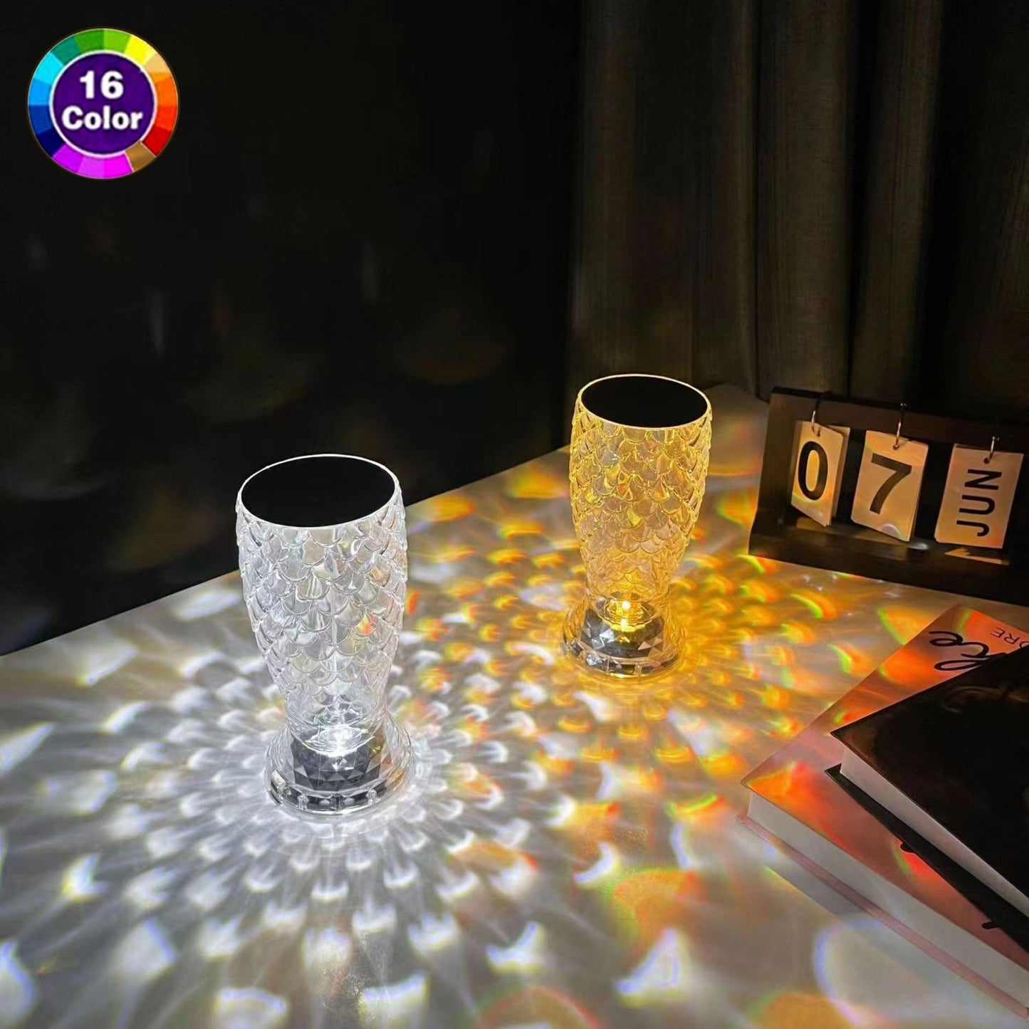 Fish Scale Lamp With USB Port LED Rechargeable Touch