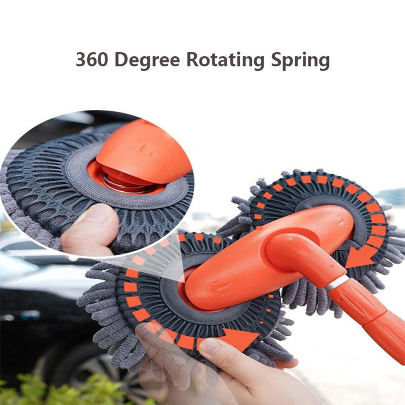 Car Cleaning Brush Car Wash Foam Brush Automatic Rotary Long Handle  Cleaning Mop Chenille Broom Cleaning Tools Auto Accessories